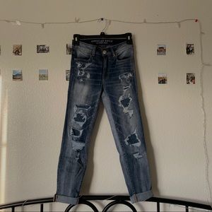 American Eagle Ripped Patched Jeans